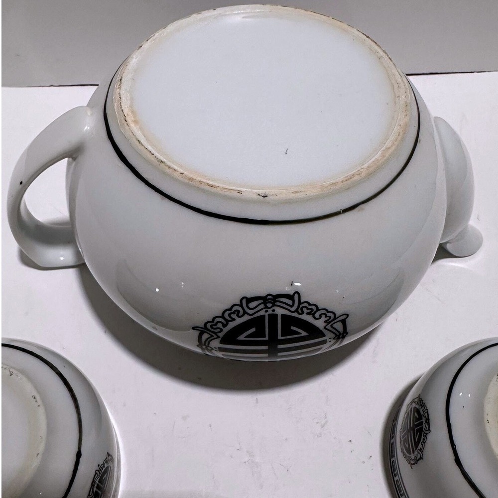 Asian Tea Set Teapot with 2 Cups‎ Oriental Design White Porcelain - Picture 12 of 15